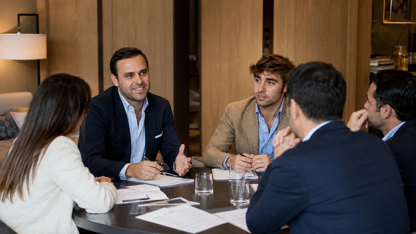 Reunión de negociación M&A con equipo Magnum